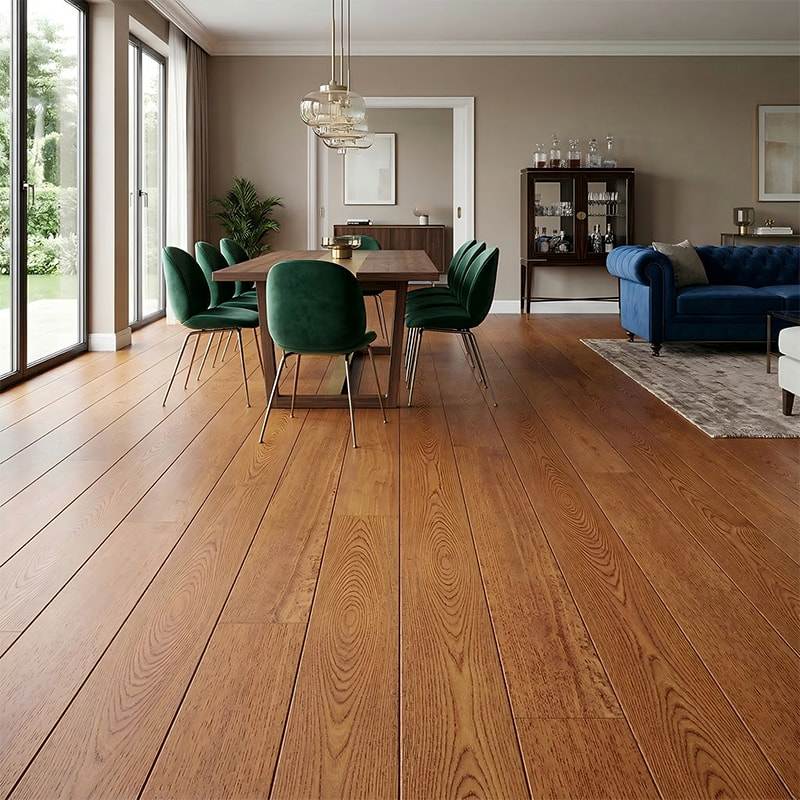 White Ash Wood Vintage Brown Distressed massivt tregulv