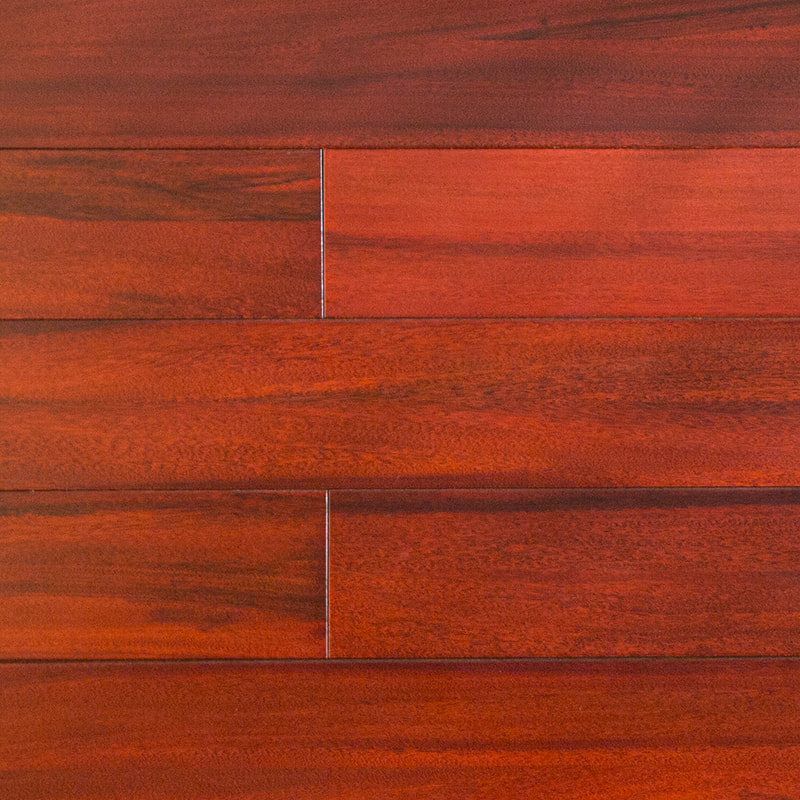 Padauk dyp rød brun høyglans massivt tregulv