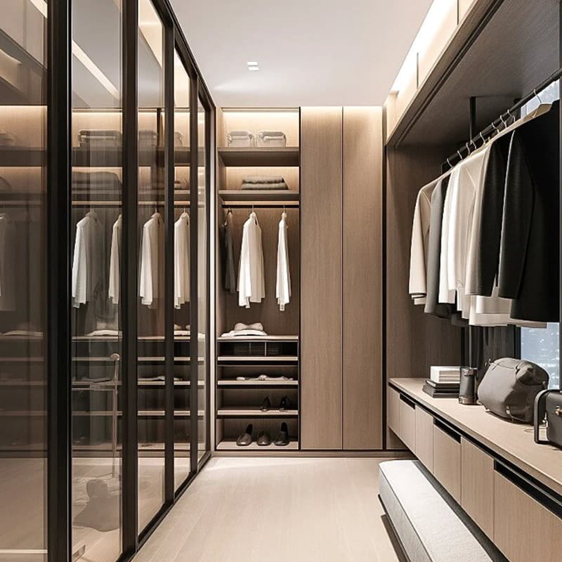 Bvlgari Dark Obsidian skreddersydd panoramisk walk-in-garderobe