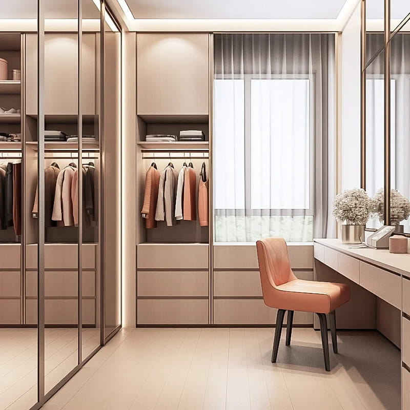 Versailles Minimalistisk Touch-Matte opplyst walk-in-garderobe